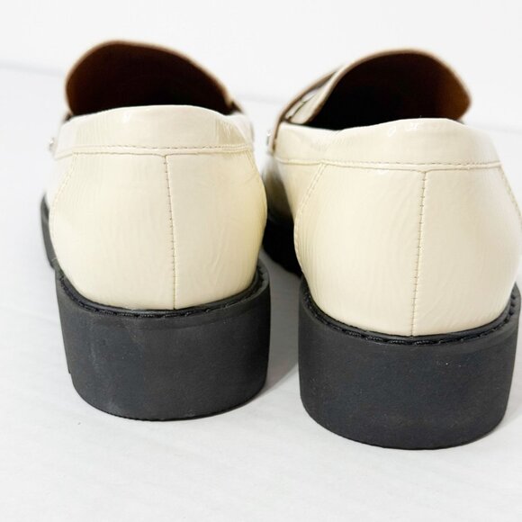 Franco Sarto NWOB Sz 8 Putty /Off White Cassandra Glossy Penny Loafers - Picture 6 of 8
